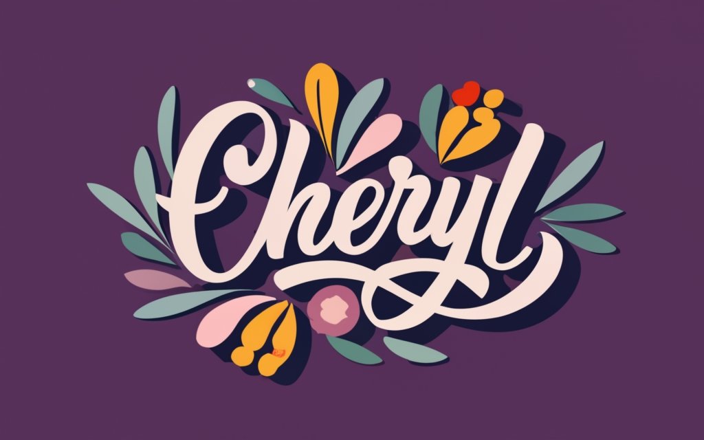 beautifully written text "Cheryl" with floral decoration