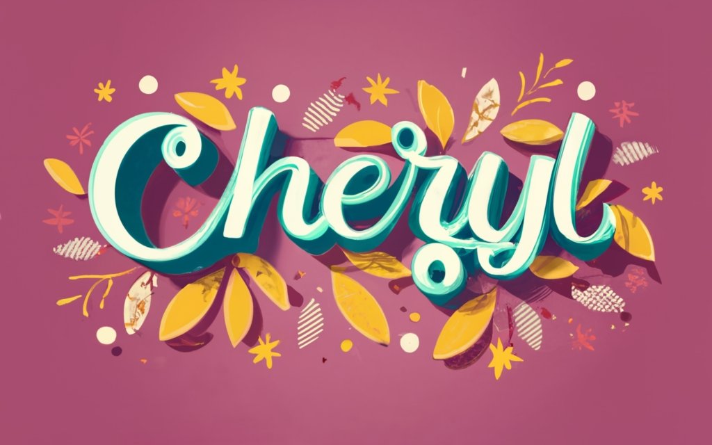 beautifully written text "Cheryl" with floral decoration