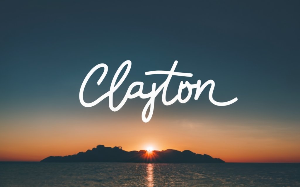 "Clayton" written in a picture