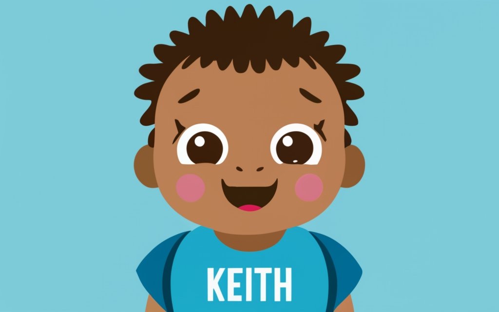 a baby with name "Keith" written on his shirt