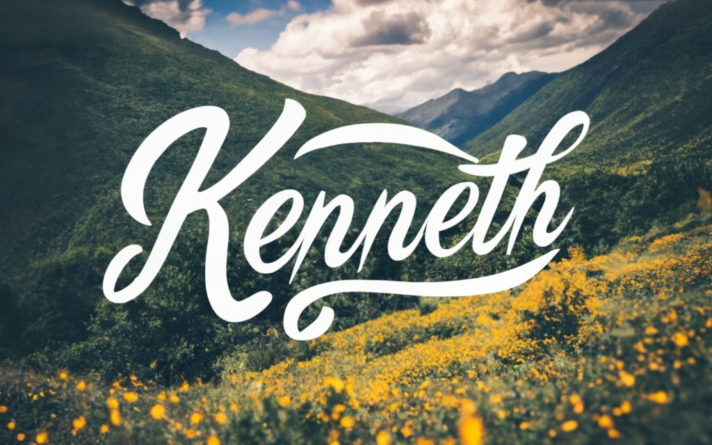 "Kenneth" written on a beautiful mountain poster