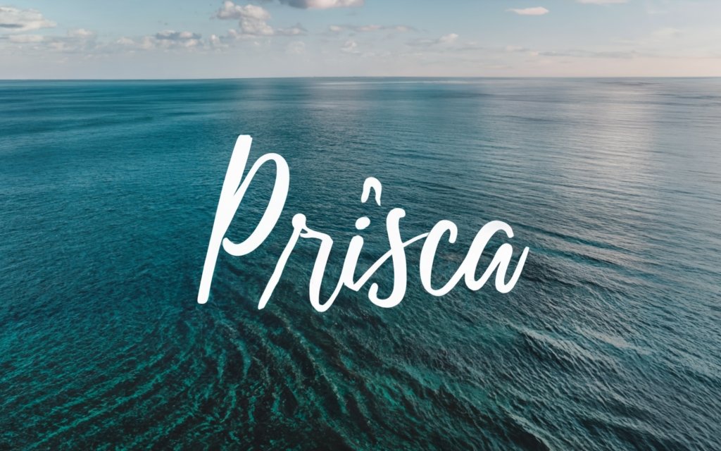 "Prisca" written over ocean