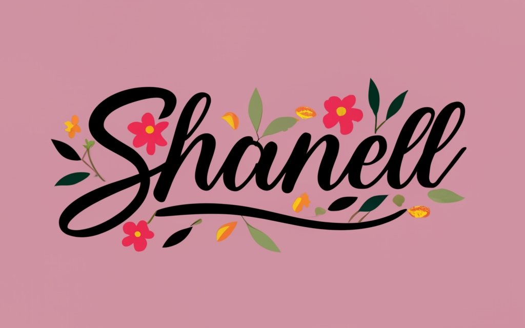 text "Shanell" with floral decoration