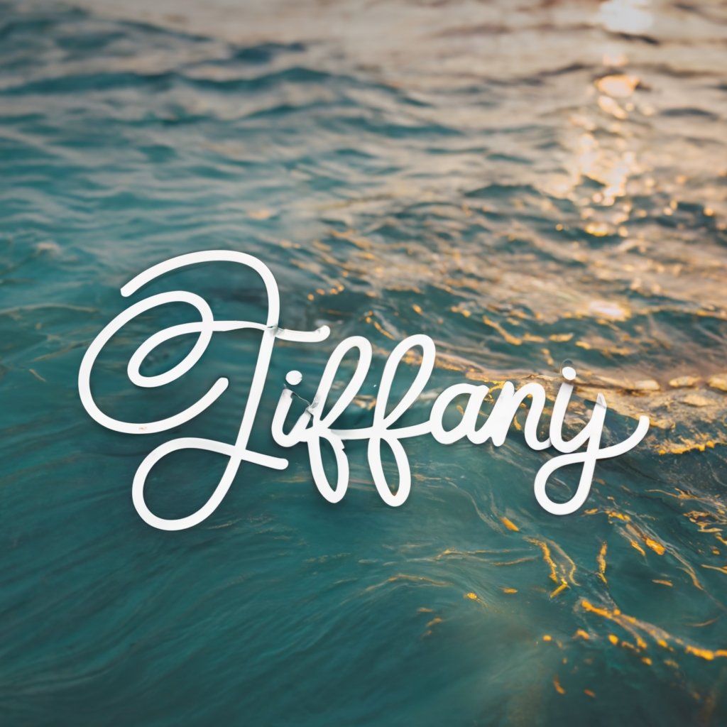 "Tiffany" written on the ocean