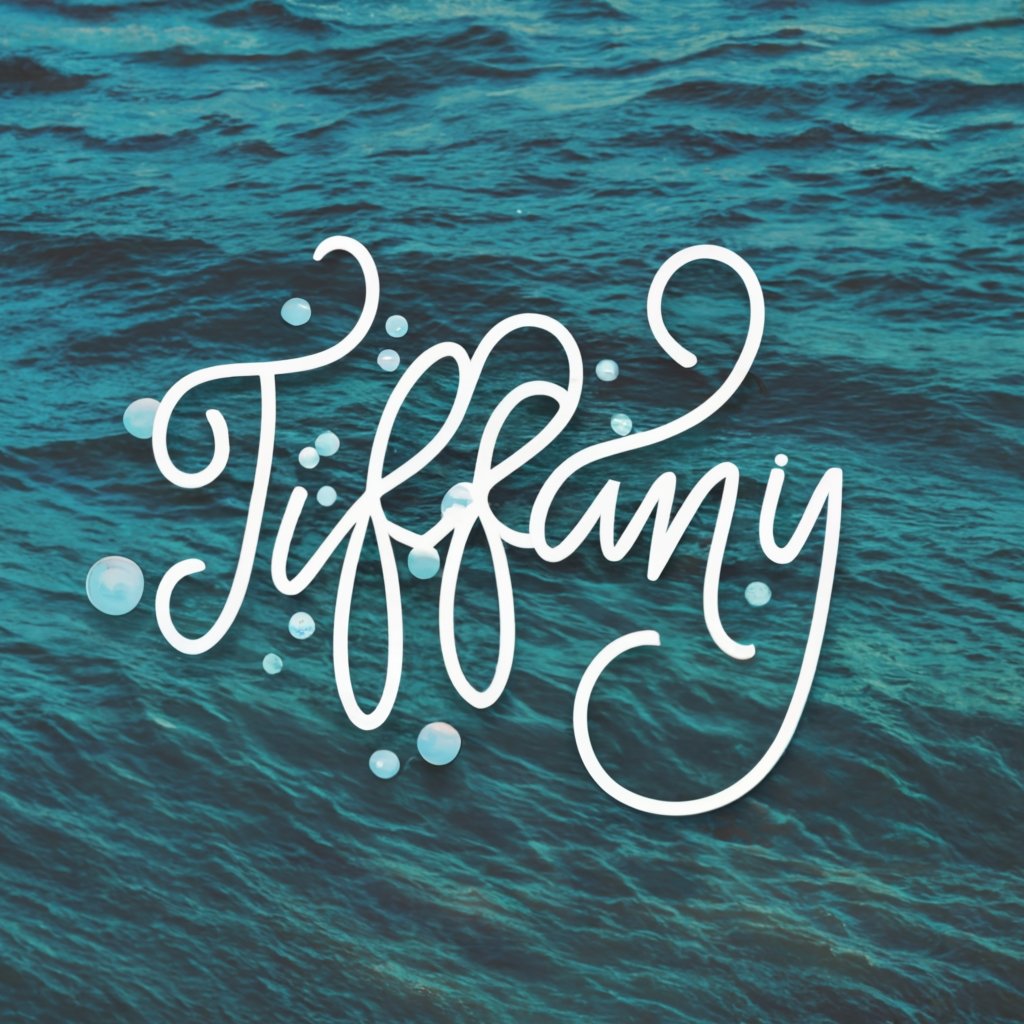 "Tiffany" written on the ocean