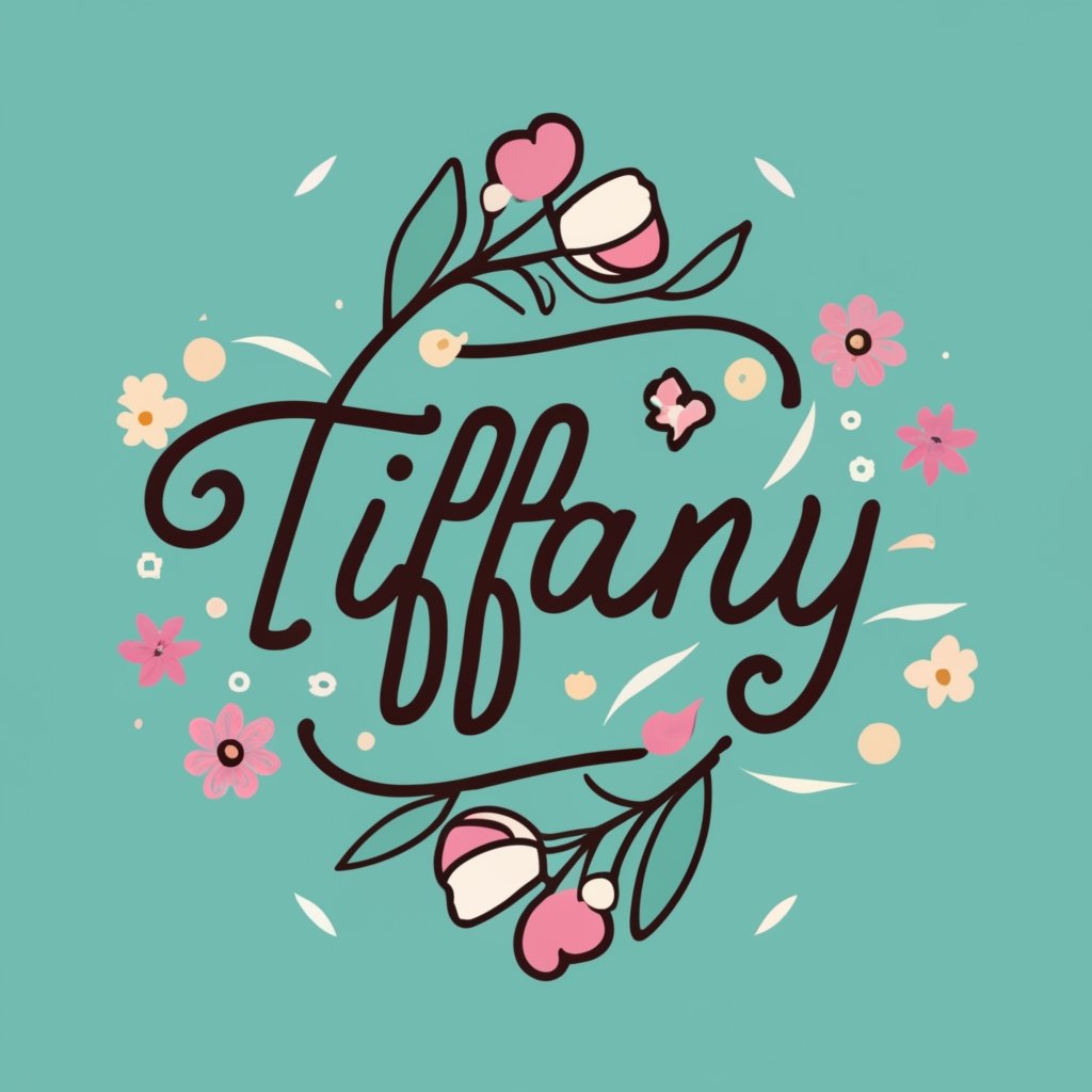 text "Tiffany" with floral decoration