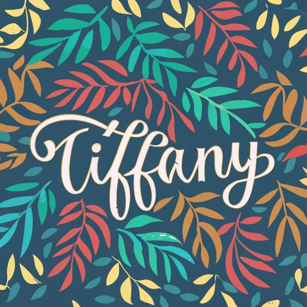 text "Tiffany" with floral decoration