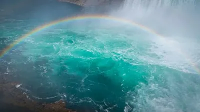 rainbow on waterfalls